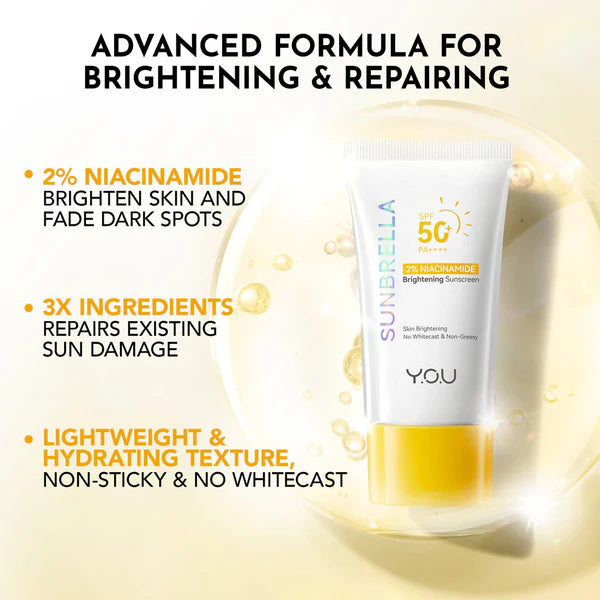 Y.O.U SUNBRELLA 2% Niacinamide Brightening Sunscreen SPF50+ PA++++ - 30ML
