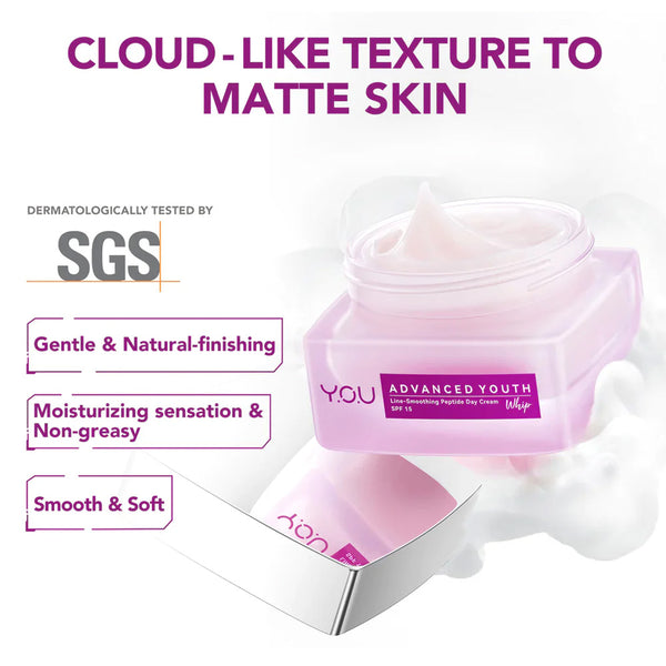 Y.O.U Advanced Youth Smoothing Line Peptide Day Cream SPF 15, Whip-30g