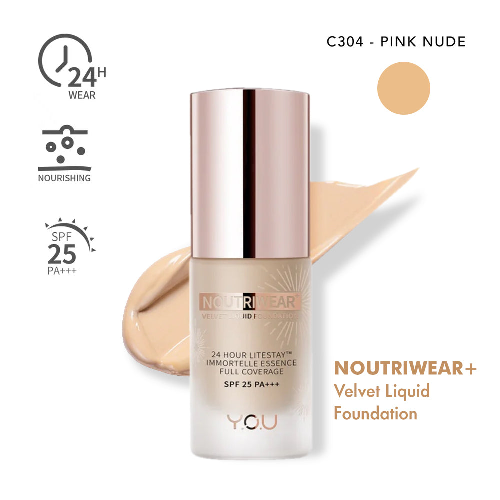 Y.O.U NoutriWear+Velvet Liquid Foundation - C304 Pink Nude