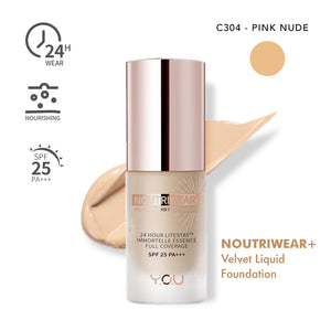Y.O.U NoutriWear+Velvet Liquid Foundation - C304 Pink Nude