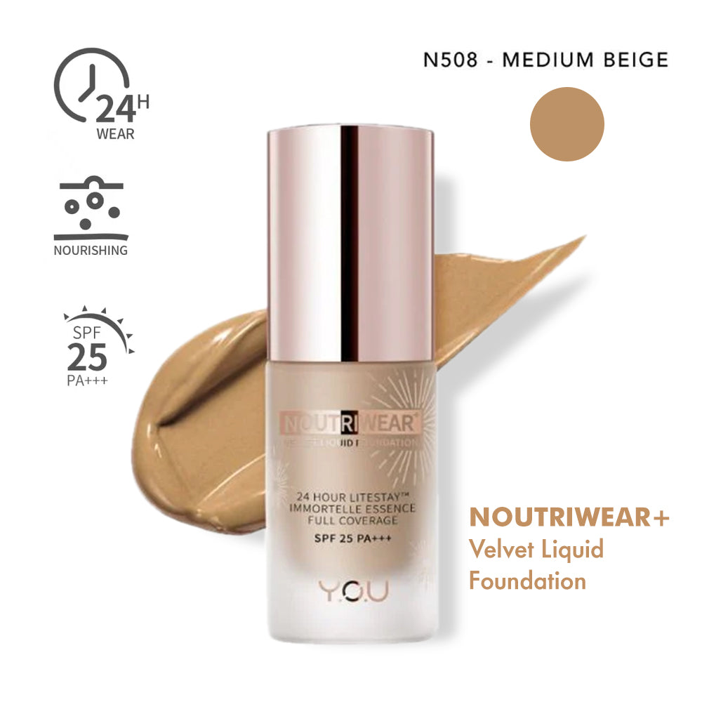 Y.O.U NoutriWear+ Velvet Liquid Foundation - N508 Medium Beige