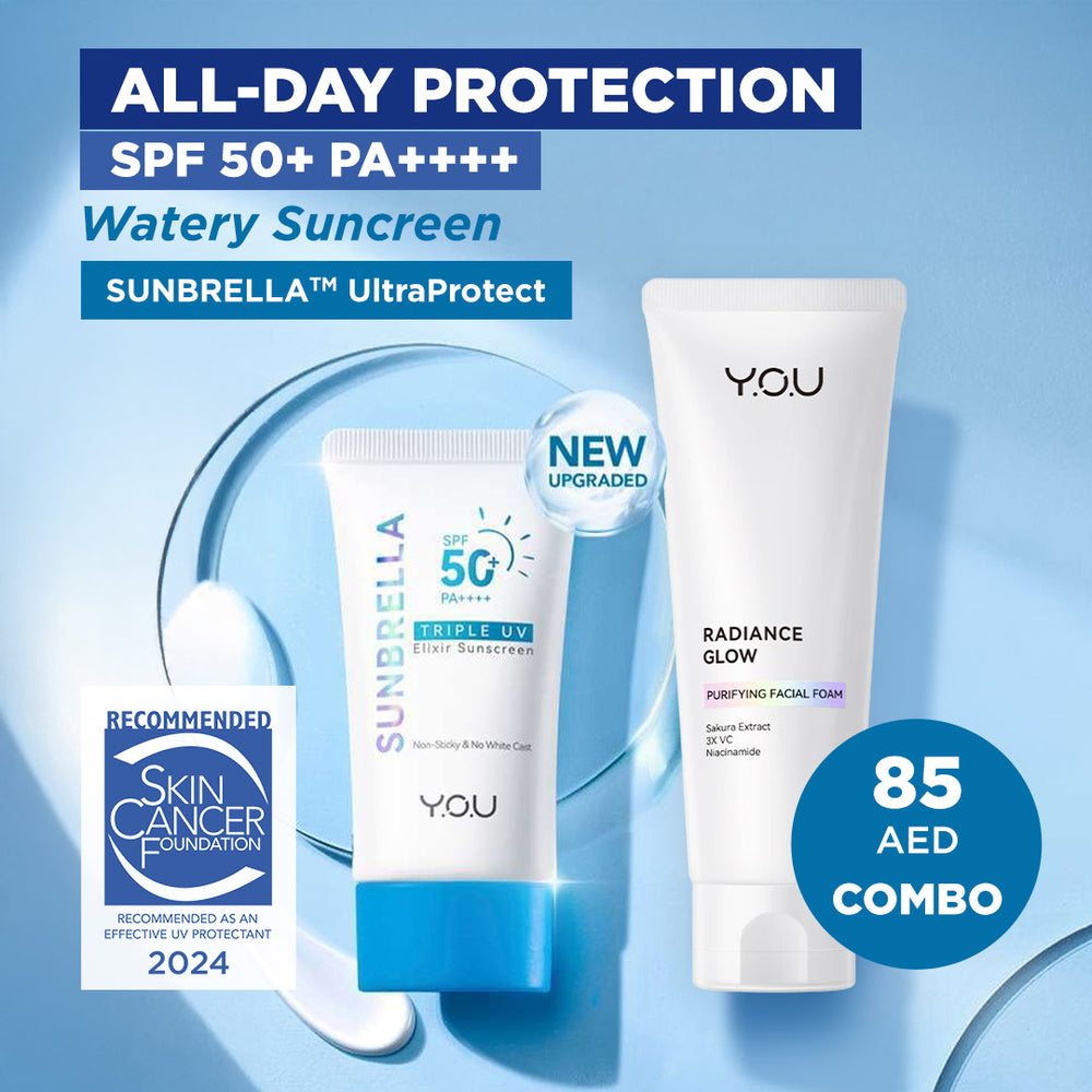 Y.O.U ALL DAY PROTECTION SPF 50+ PA++++WATERY SUNSCREEN COMBO WITH RADIANCE GLOW