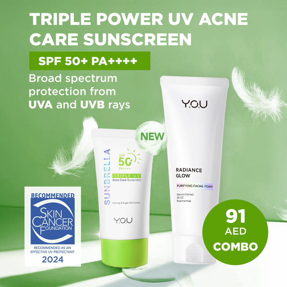 Y.O.U TRIPLE POWER UV ACNE CARE SUNSCREEN SPF 50+ PA++++ COMBO WITH RADIANCE GLOW