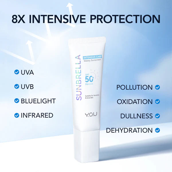 Y.O.U SUNBRELLA 8X Intensive Care Watery Sunscreen SPF 50+ PA++++ 40ml